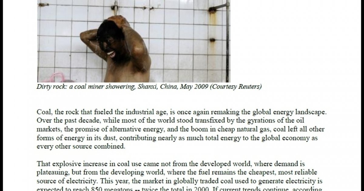 Fsi Pesd The Climate Problem Is A Coal Problem Pesd In Foreign Affairs