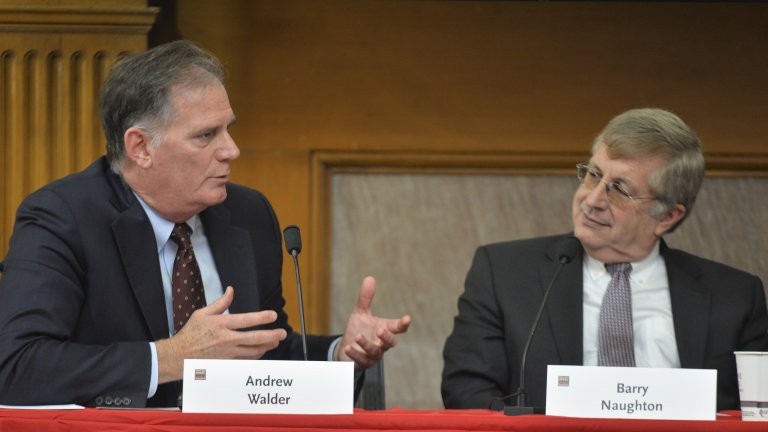 Andrew Walder and Barry Naughton at a panel discussion