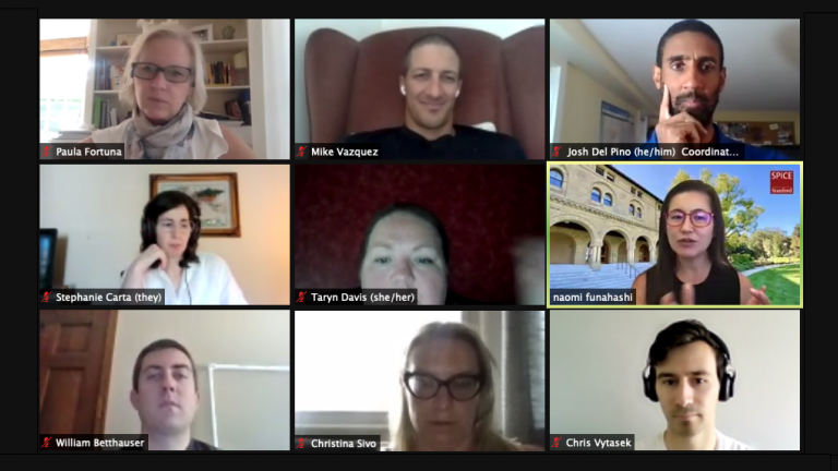 screenshot of seminar participants and an instructor