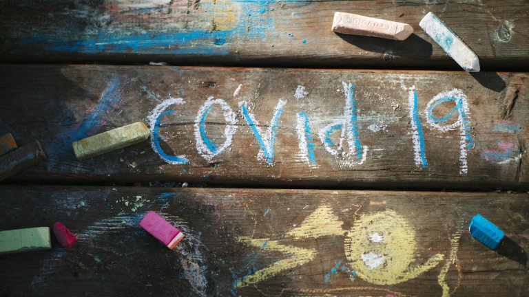 COVID-19 written in chalk