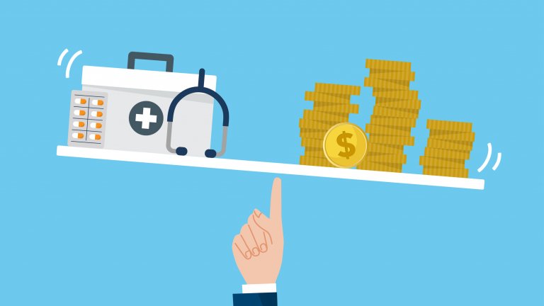 An illustration of balancing health-care costs