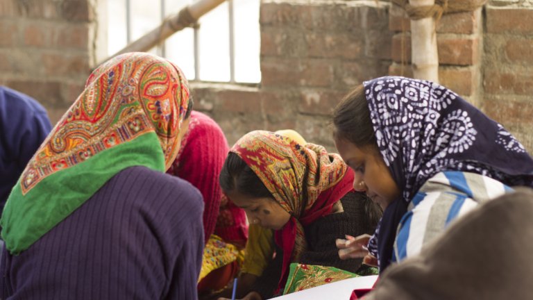 Children study at an Indian village school