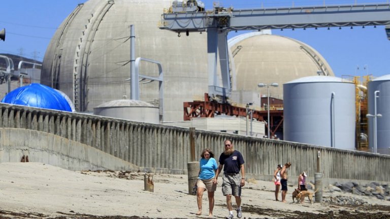 The defunct San Onofre nuclear power plant near San Clemente, California