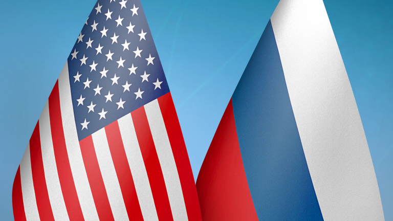 Flags of the United States and Russia