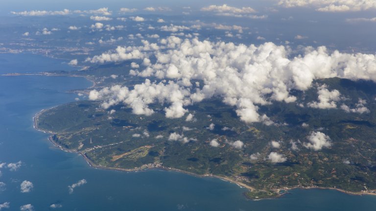 Taiwan island seen from mid-air.