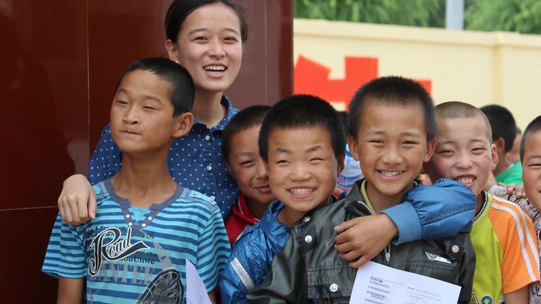 teacher with middle school kids