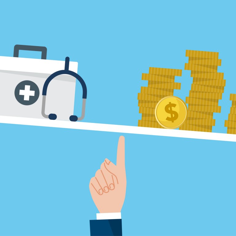 An illustration of balancing health-care costs