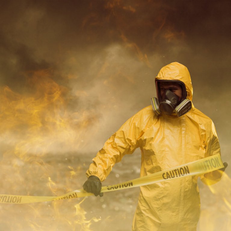 an image of a man with a gas mask