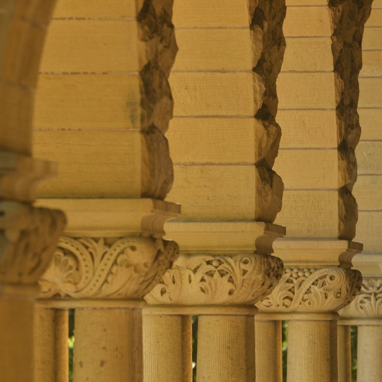 Colonade at the entrance to Encina Hall, Stanford University. Photo credit: Rod Searcey. Colonade at the entrance to Encina Hall, Stanford University.