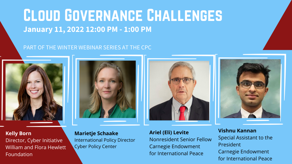 cloud governance event with speaker photos of kelly born, marietje schaake