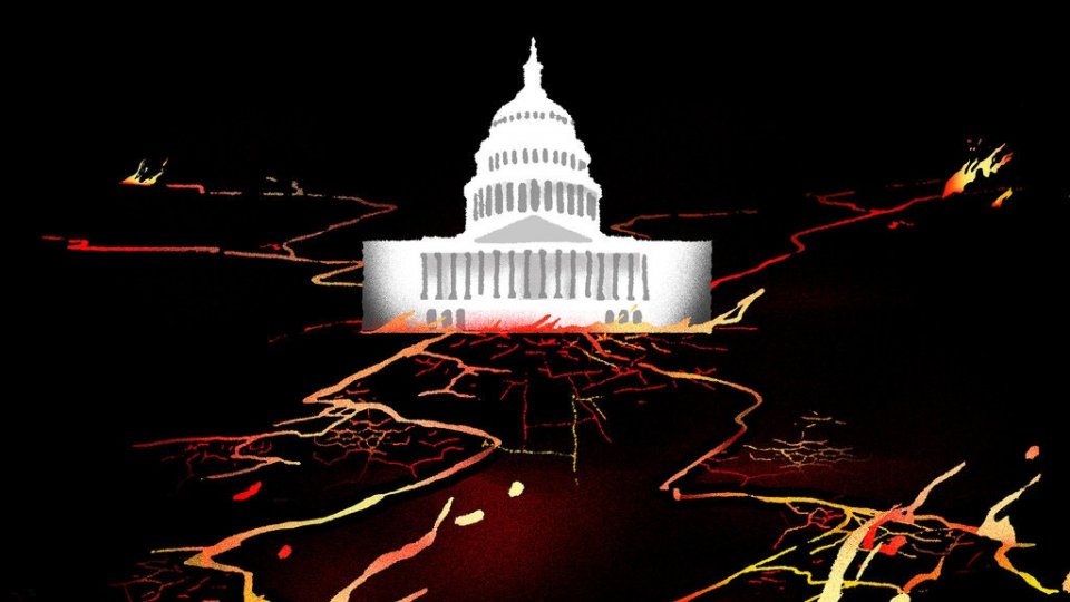 Capitol building drawing on black background