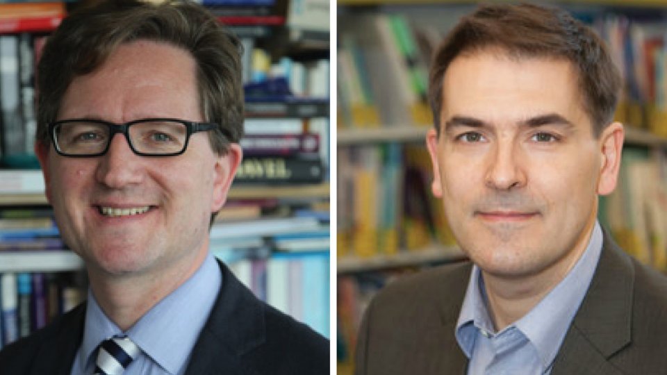 Headshots of Tim Haughton (University of Birmingham) and Kevin Deegan-Krause (Wayne State University)