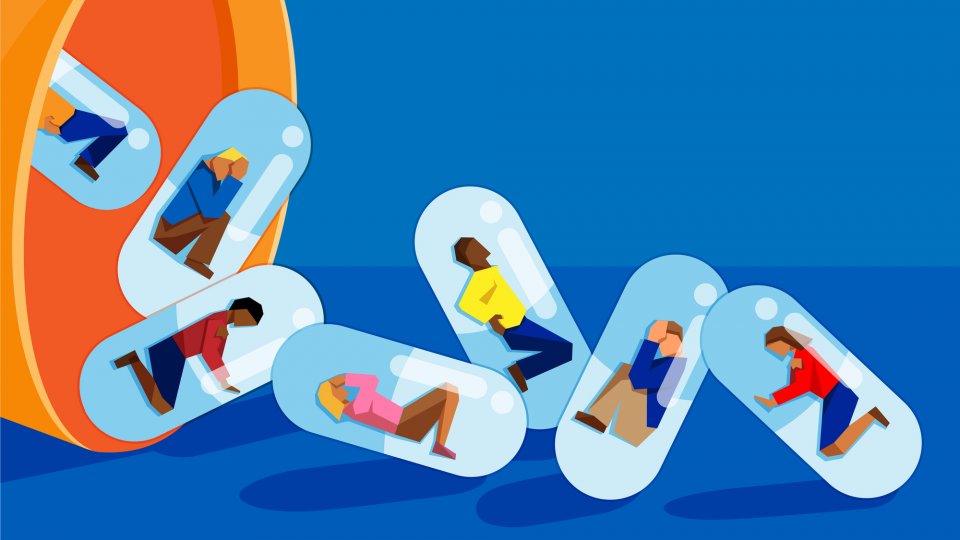 An illustration of opioid addiction.