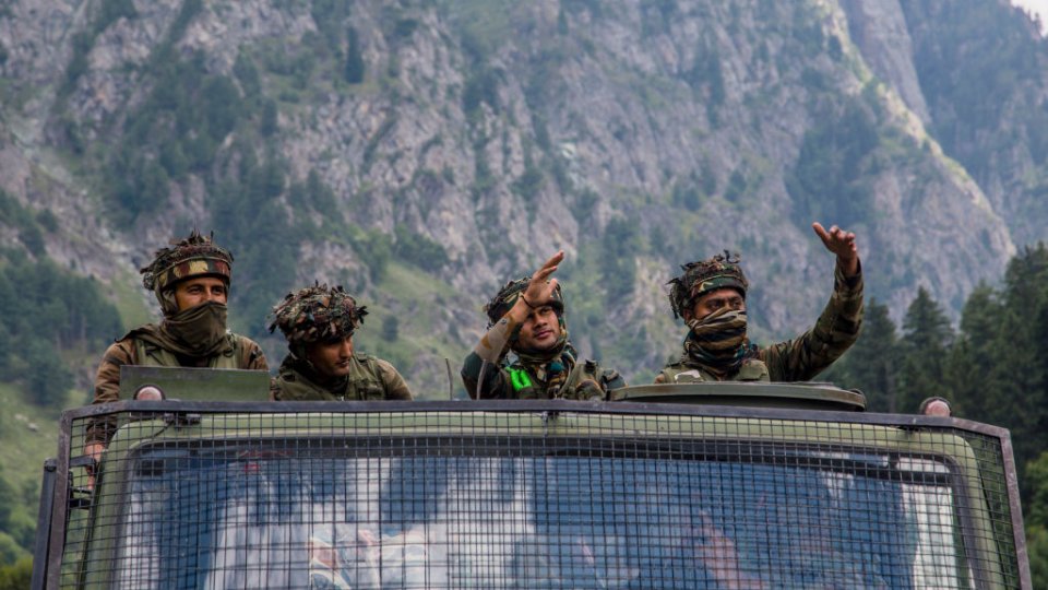 Indian army convoy carrying reinforcement and supplies.