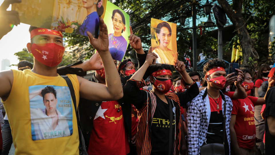 Protesters opposing the February 1 coup in Myanmar