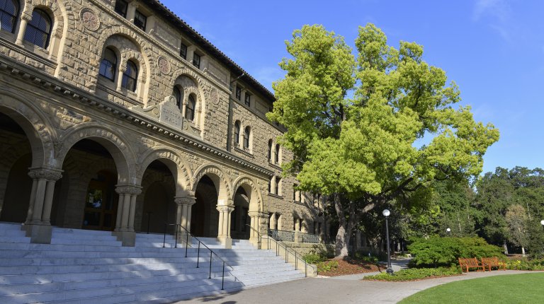 Encina Hall and its front lawn