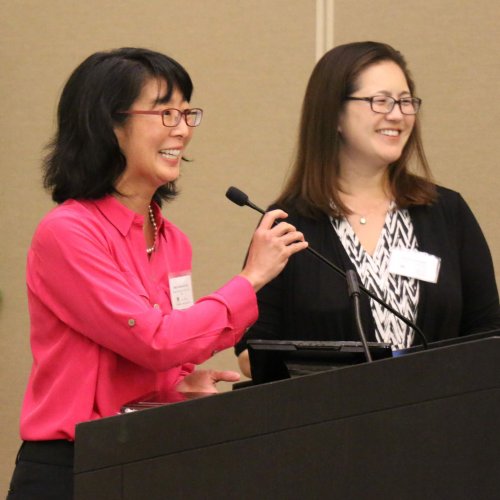 Waka Brown and Naomi Funahashi at podium Waka Brown and Naomi Funahashi at podium