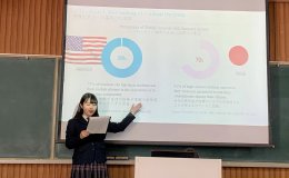 Stanford e-Japan student Ayano Hirose giving her final presentation