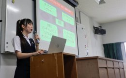 Renee Ohnuki giving her final presentation for Stanford e-Japan
