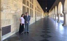 Sabrina Ishimatsu and Tsuyoshi Kudo in the Quad, Stanford University