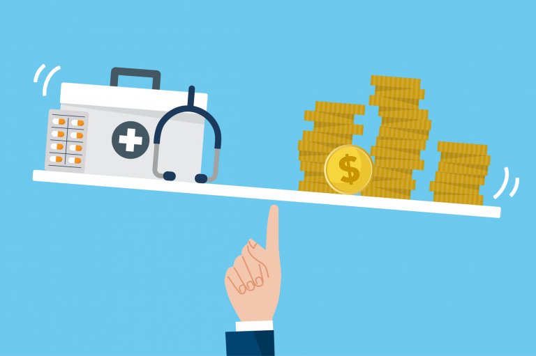 An illustration of balancing health-care costs
