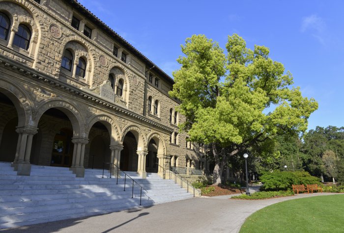 Encina Hall and its front lawn