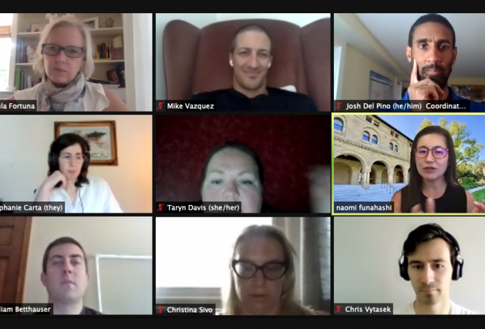 screenshot of seminar participants and an instructor