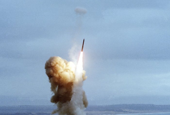 a minuteman iii intercontinental ballistic missile icbm is launched off the a3ab79