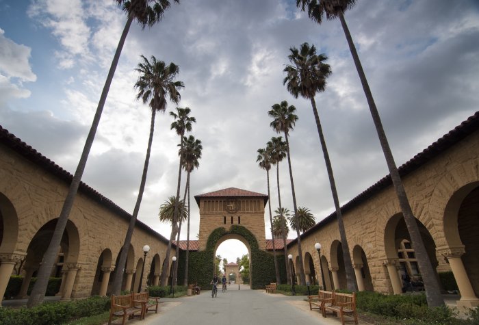 Stanford campus, main quad with cloudy sky
