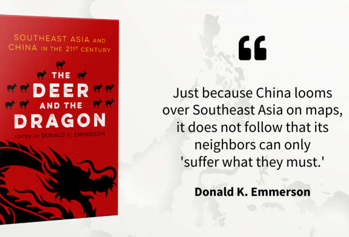 Cover of the book 'The Deer and the Dragon' on the background of a Southeast Asia map