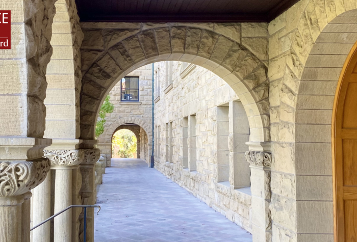 Encina Hall with SPICE logo
