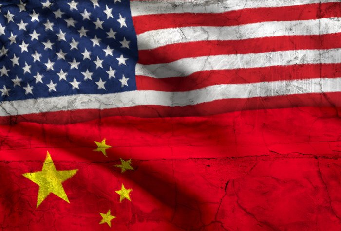 US & China Flags.