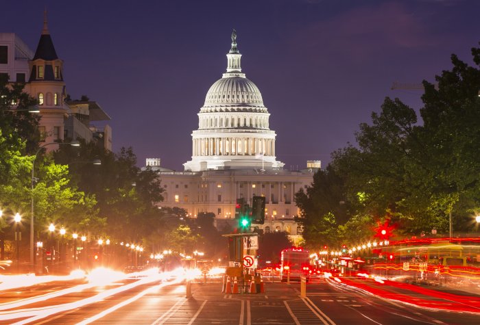 U.S. Capitol Building at night