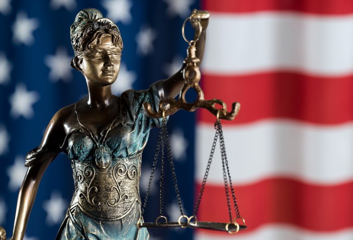 Lady Justice and the American Flag