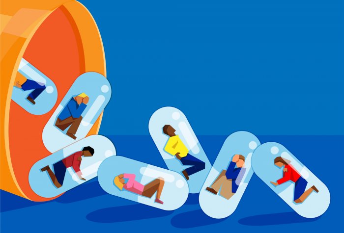 An illustration of opioid addiction.