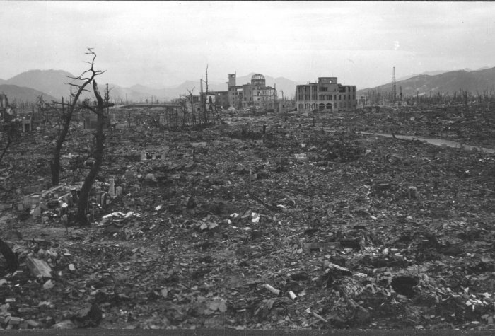 Hiroshima destroyed after atomic bombing.