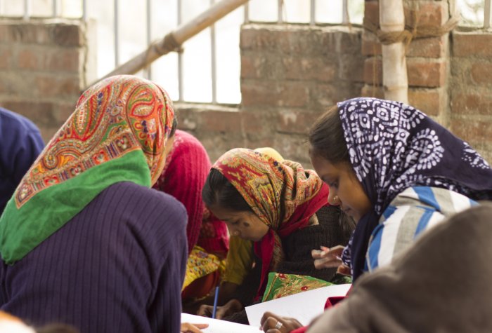 Children study at an Indian village school
