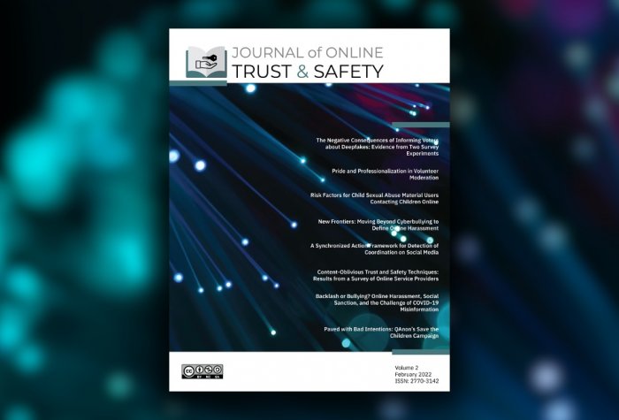 the Journal of Online Trust and Safety issue 2 cover 