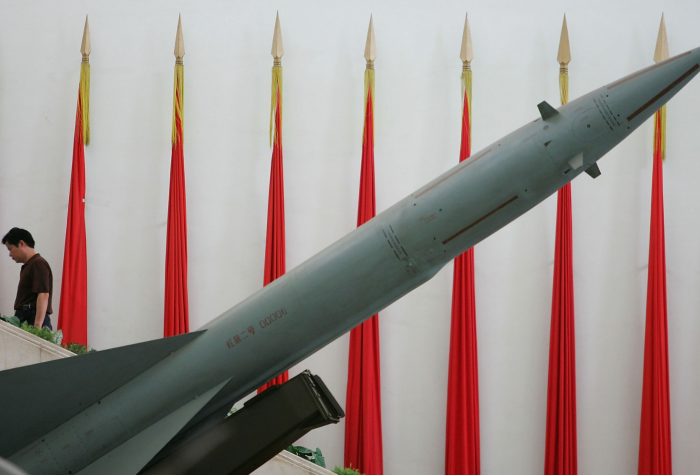 A missile display in the Military Museum in Beijing, China.