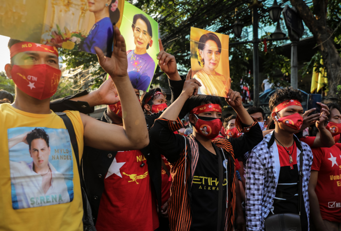 Protesters opposing the February 1 coup in Myanmar