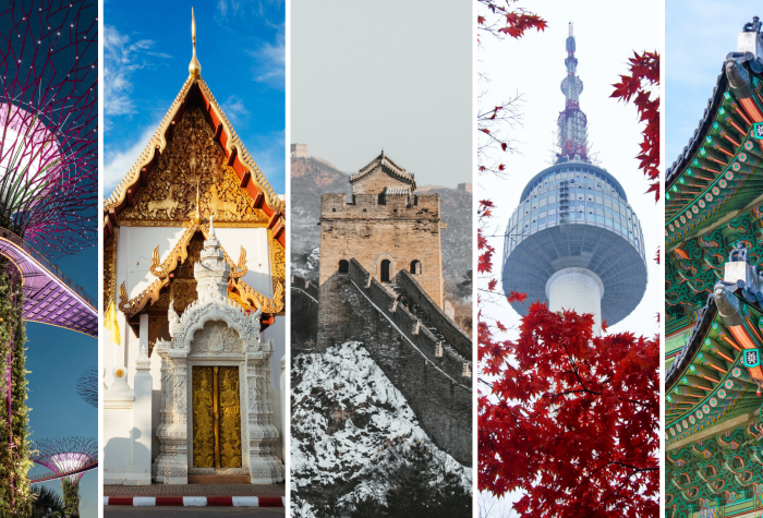 Various buildings and structures from across Asia