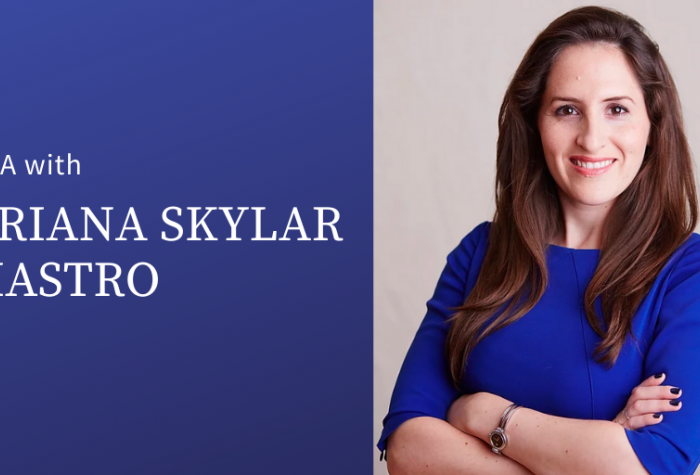 Portrait of Oriana Mastro with text: "Q&A with Oriana Skylar Mastro"