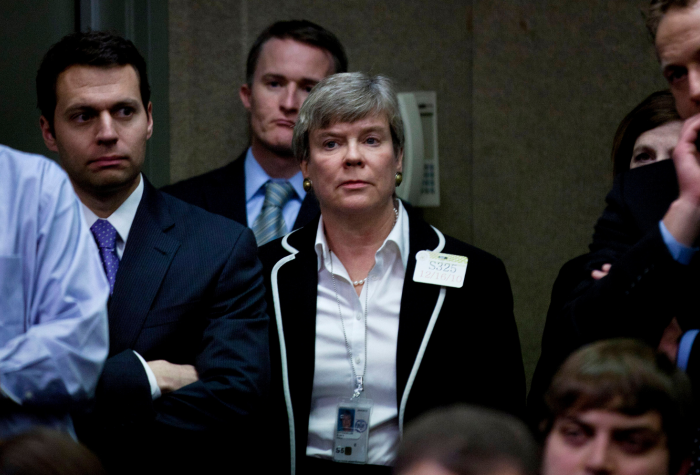 Rose Gottemoeller listens during a press conference on Capitol Hill about the New START Treaty.