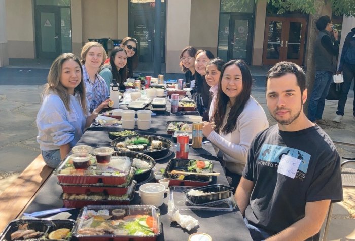 students gathered for a luncheon