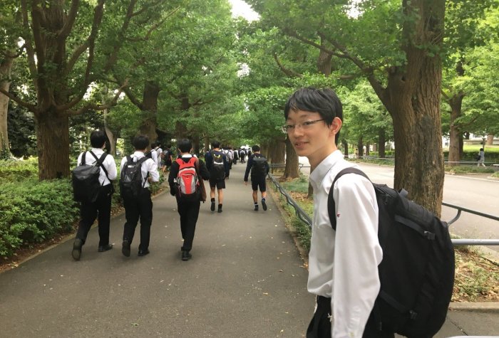 Male student with a backpack