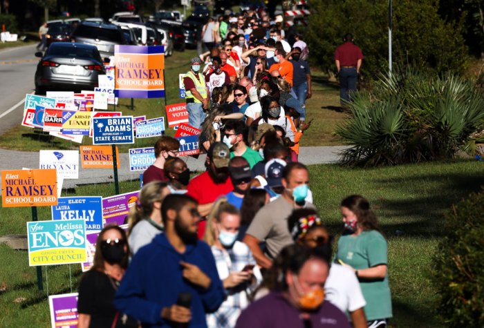 People waiting to vote in South Carolina
