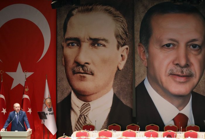 Turkish President Recep Tayyip Erdogan delivers a speech in Ankara on Sept. 5, 2019