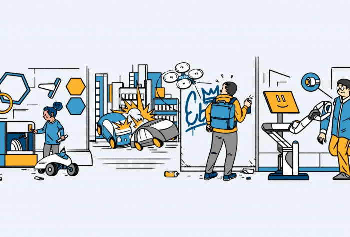 illustration of people working with technology