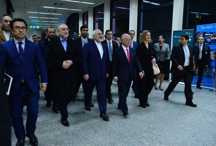 Iranian nuclear negotiators meet with international representatives at the International Atomic Energy Agency headquarters in Vienna, Austria on January 16, 2016. 23796778453 951e492b9d k