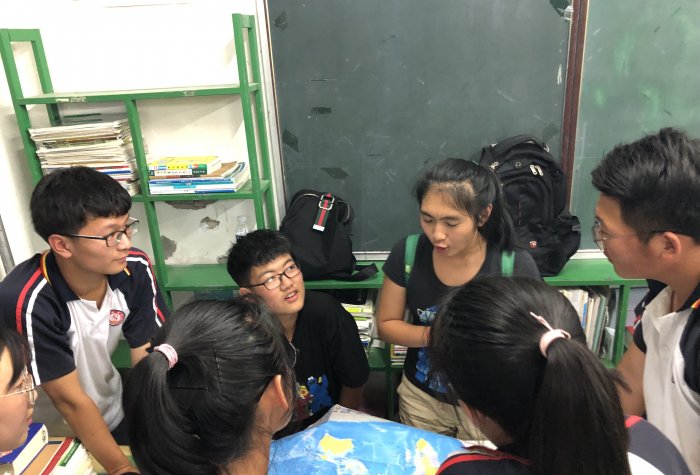 evelyn with highschoolers